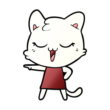 vektör çizim karikatür mutlu kedi