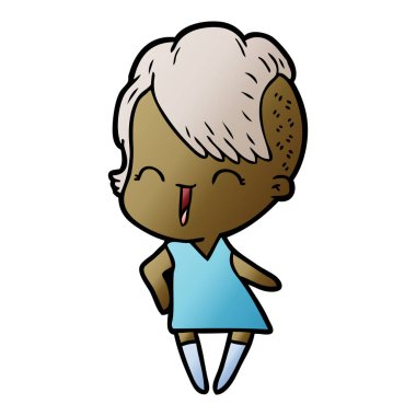 mutlu karikatür hippi kız