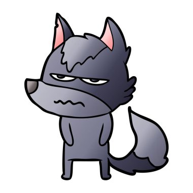 vektör çizim karikatür rahatsız kurt