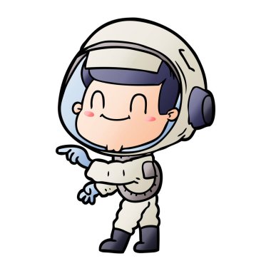 mutlu karikatür astronot adam