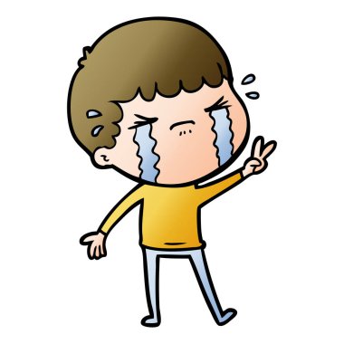 vektör çizim karikatür adam ağlıyor