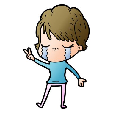 vektör çizim karikatür kadının ağladığını