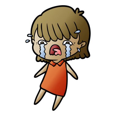 vektör çizim karikatür kız ağlıyor