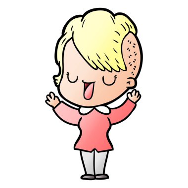 sevimli çizgi kız hippi saç kesimi ile