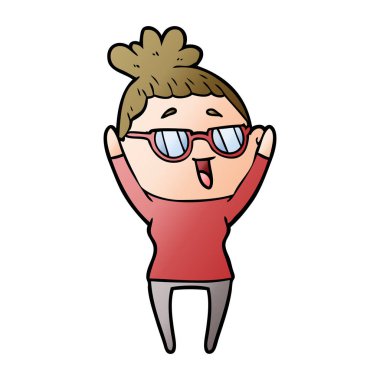 vektör çizim karikatür mutlu kadın