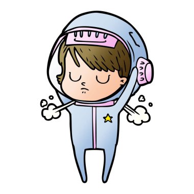 vektör çizim karikatür astronot kadın