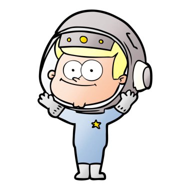 mutlu astronot karikatür vektör çizim