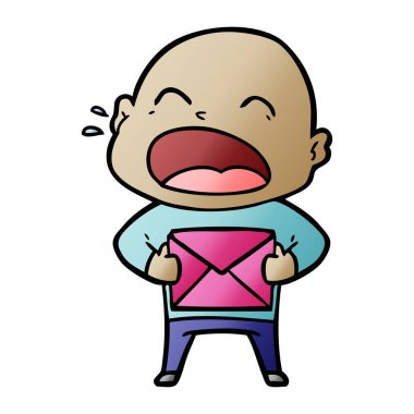 karikatür bağırarak kel adam