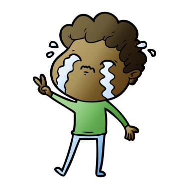 vektör çizim karikatür adam ağlıyor