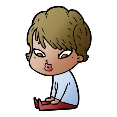 Çizgi filmdeki kadının vektör çizimi