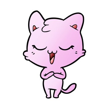 vektör çizim karikatür mutlu kedi