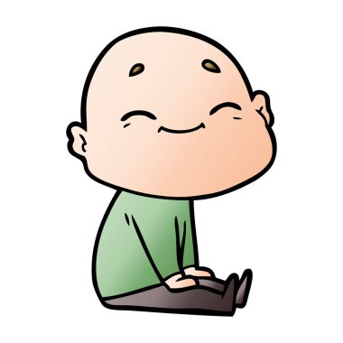 mutlu karikatür kel adam