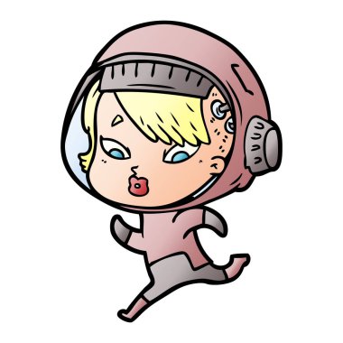 vektör çizim karikatür astronot kadın