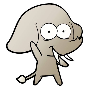 mutlu çizgi film fil vektör çizim