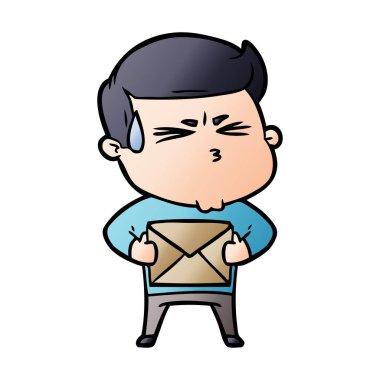 vektör çizim karikatür adam terleme