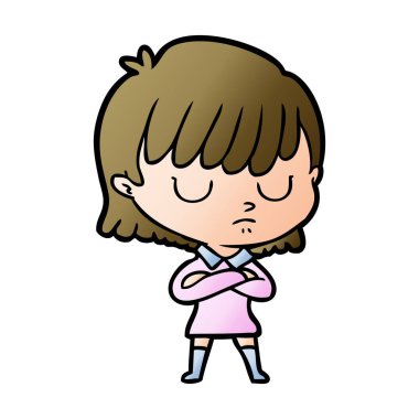 Çizgi filmdeki kadının vektör çizimi