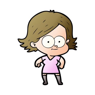 mutlu çizgi film kız vektör çizim