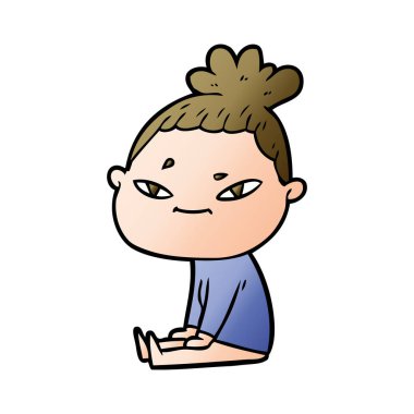 Çizgi filmdeki kadının vektör çizimi