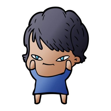 vektör çizim karikatür mutlu kadın