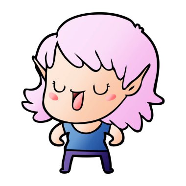 vektör çizim karikatür elf kızı