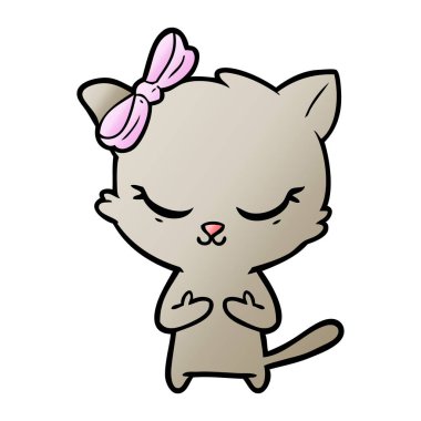 Sevimli çizgi kedi yay ile