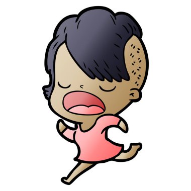 konuşuyor karikatür serin hippi kız