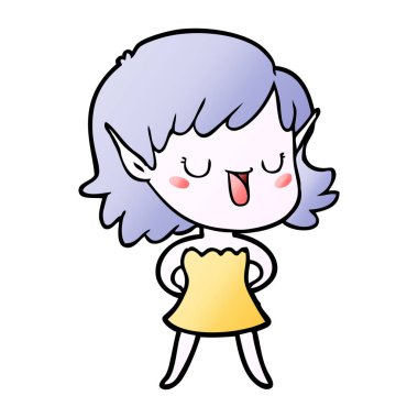 vektör çizim karikatür elf kızı