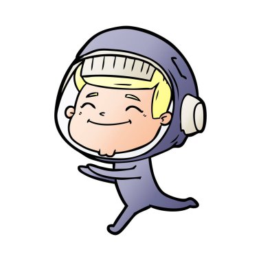 mutlu karikatür astronot vektör çizim