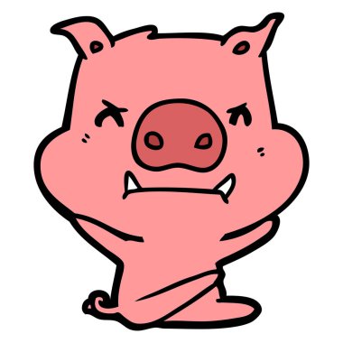 kızgın çizgi film domuz vektör çizim