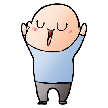 mutlu karikatür kel adam