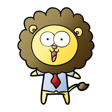 mutlu karikatür aslan vektör çizim