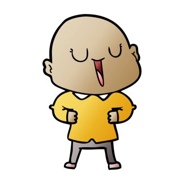 mutlu karikatür kel adam