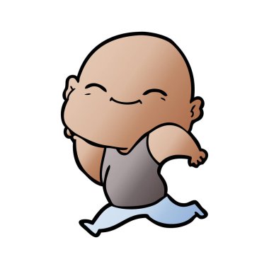 karikatür mutlu kel adam