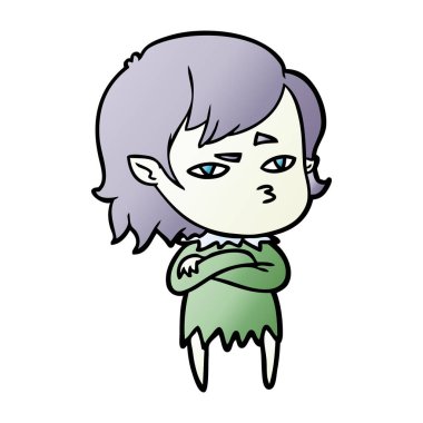 Çizgi filmdeki vampir kızın vektör çizimi