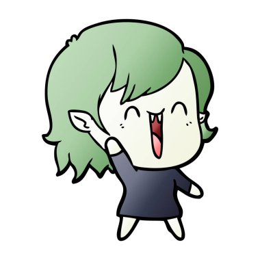 sevimli çizgi mutlu vampir kız