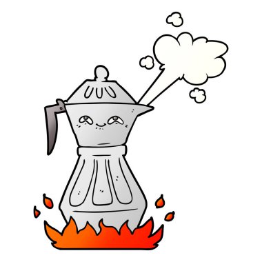 Çizgi film kahve demliğinin vektör çizimi