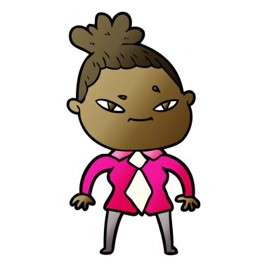 Çizgi filmdeki kadının vektör çizimi