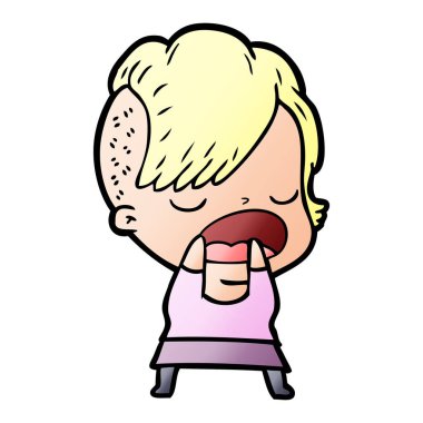 konuşuyor karikatür serin hippi kız