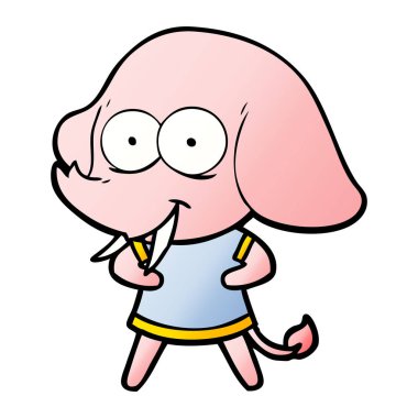 mutlu çizgi film fil vektör çizim