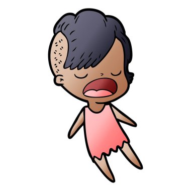 konuşuyor karikatür serin hippi kız