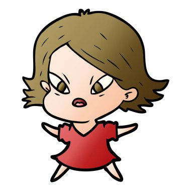 vektör çizim karikatür kadın vurguladı