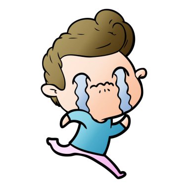 vektör çizim karikatür adam ağlıyor
