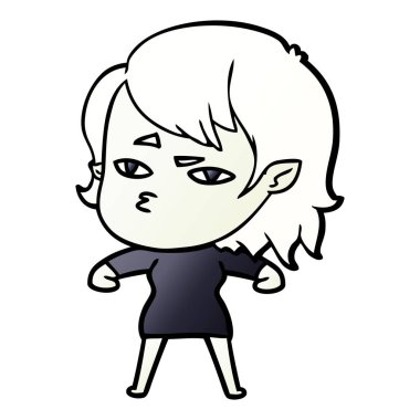 Çizgi filmdeki vampir kızın vektör çizimi