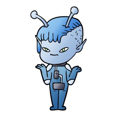 sevimli çizgi uzaylı kız