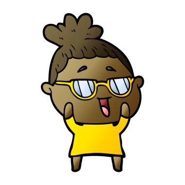 vektör çizim karikatür mutlu kadın