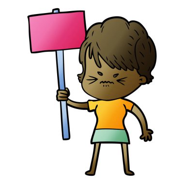 Çizgi filmdeki kadının vektör çizimi