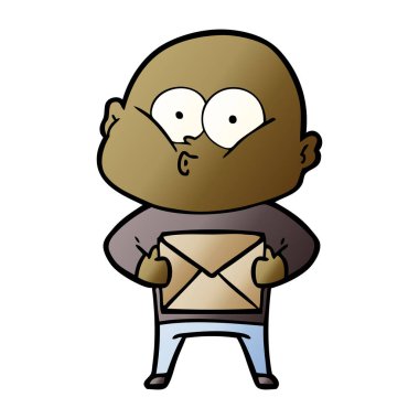 karikatür kel adam bakıyor