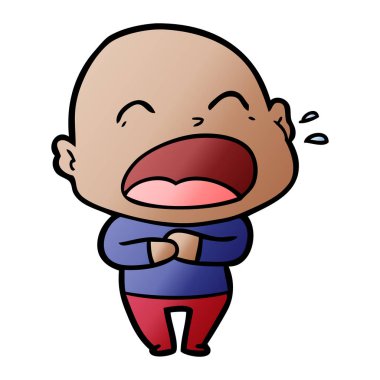 karikatür bağırarak kel adam