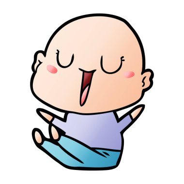 mutlu karikatür kel adam