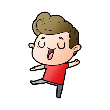 mutlu çizgi film adam vektör çizim